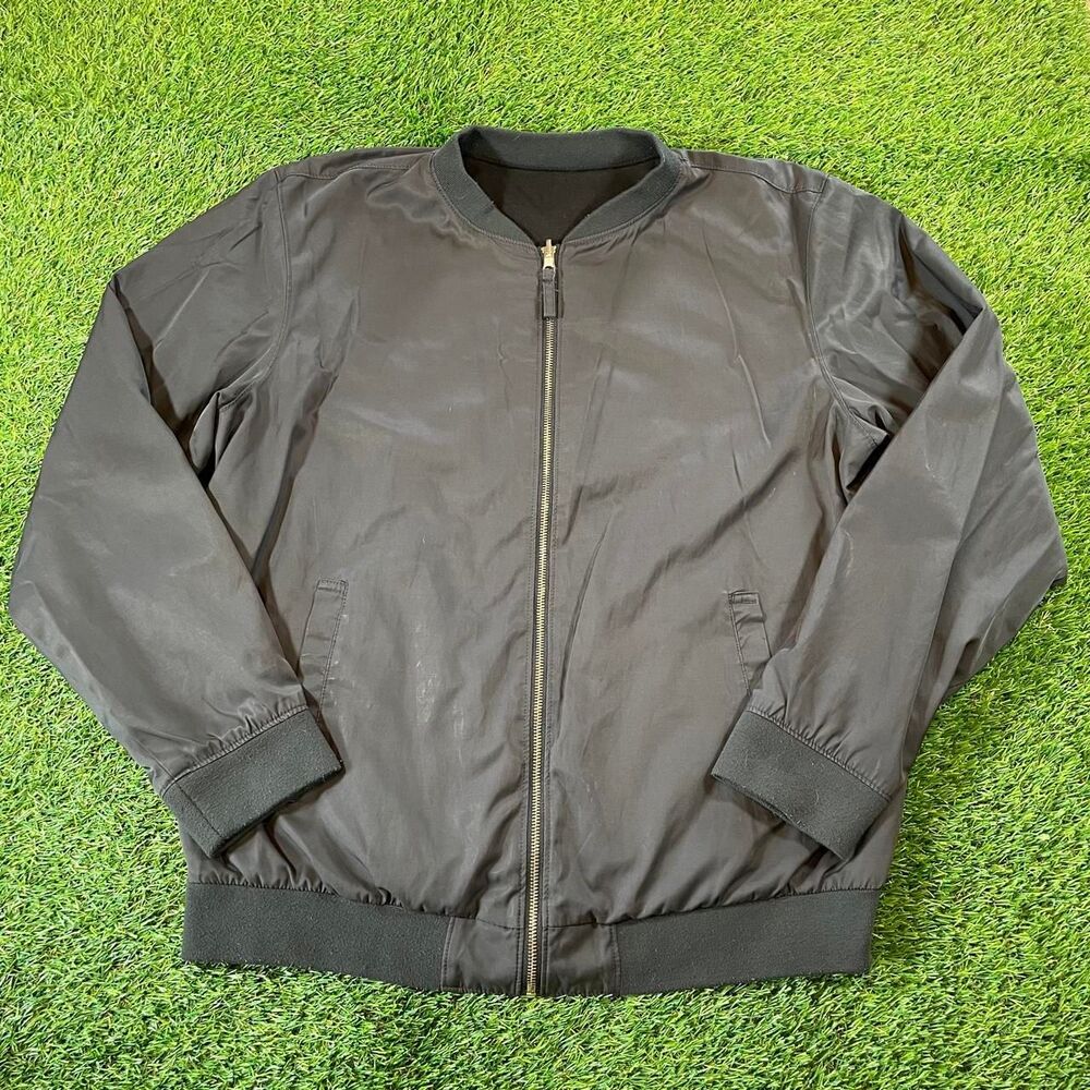 Unbranded Casual Black Reversable Nylon Cotton Bomber Jacket Men's Size M/L
